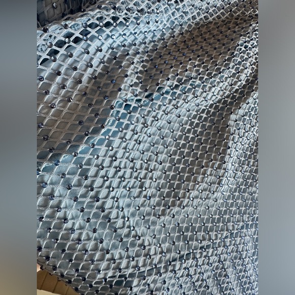 Debase De Base Rhinestone Fishnet Crystal Mesh Overlay Maxi Dress M Blue - Picture 8 of 14